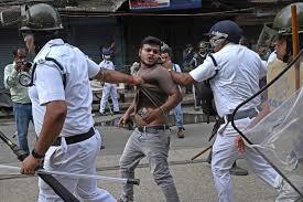 police violence against peaceful protesters in west bengal